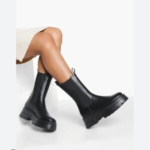Boohoo Black Platform Ankle Boots
